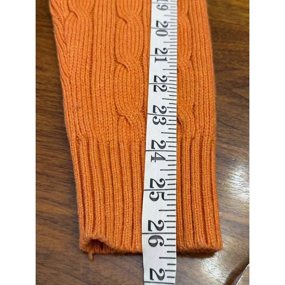 VTG Polo Ralph Lauren Orange 100% Silk Cable Knit V-Neck Sweater Mens Medium